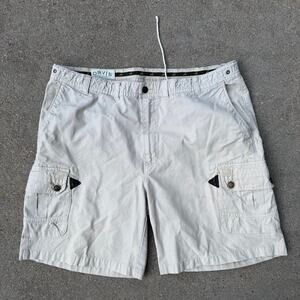 Orvis Y2K Gorpcore Cargo Shorts Canvas Cotton Utility Paratrooper Size 38 Beige